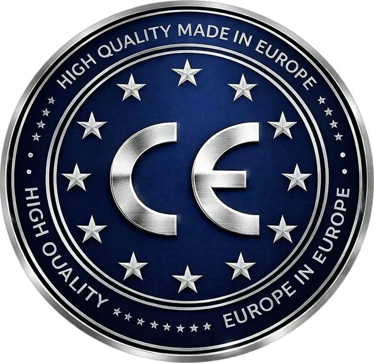 Selo High Quality Made in Europe — fabricação europeia certificada